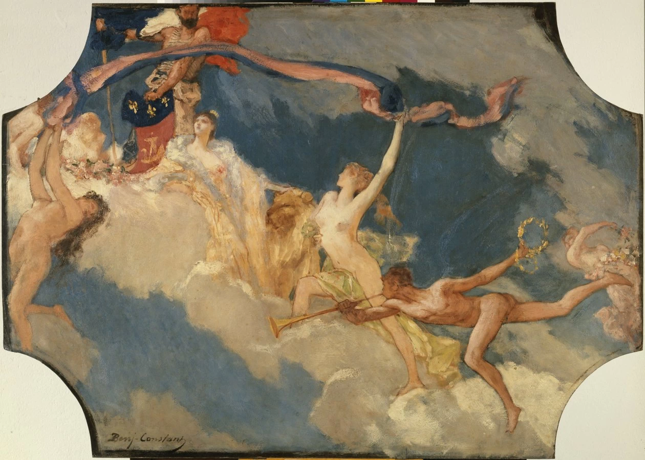 Jean - Joseph Benjamin, Constant, La città di Parigi invita il mondo a partecipare alle sue feste, 1895, Hotel de Ville, Paris, bozzetto